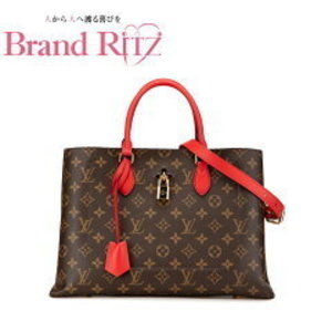 Louis Vuitton Monogram Flower Shoulder Bag Brown Coquelicot Red